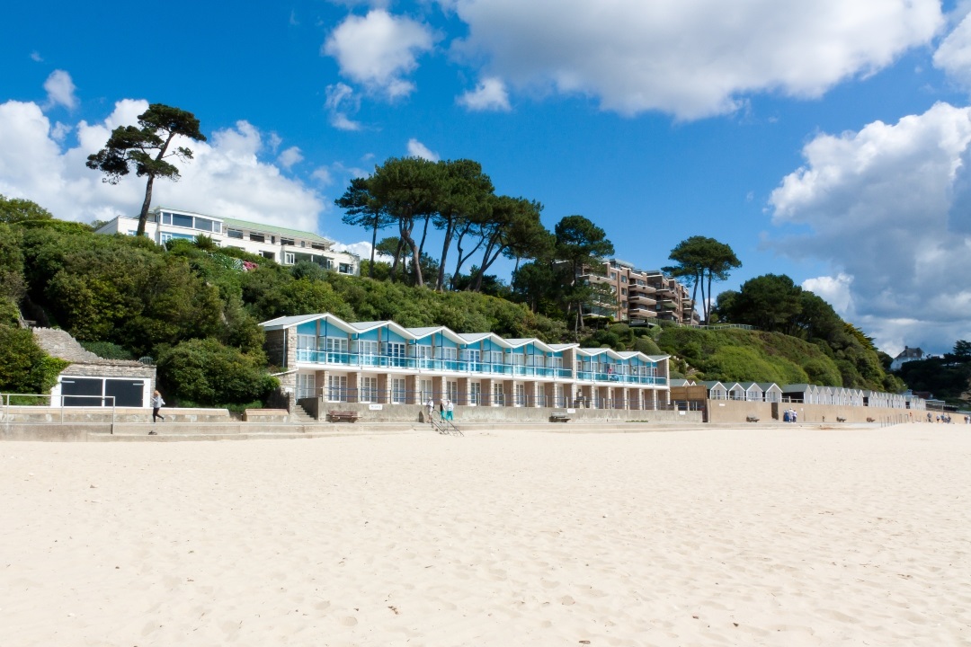 Pooles sandy beach basking in the summer sun 